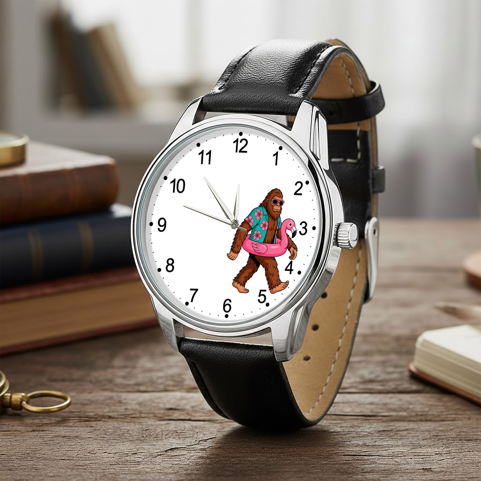 Bigfoot Flamingo Summer Wristwatch Men Women Japan Movement Christmas Birth Gift