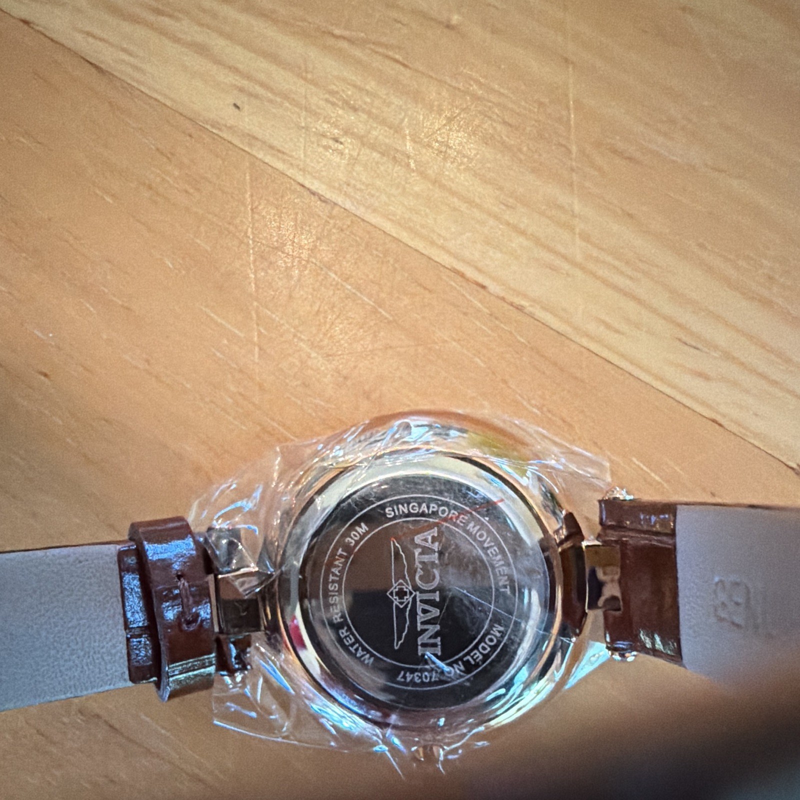 Invicta Angel Women Quartz Analog MOP Dial Gem Bezel Brown Leather 30mm w/ Box