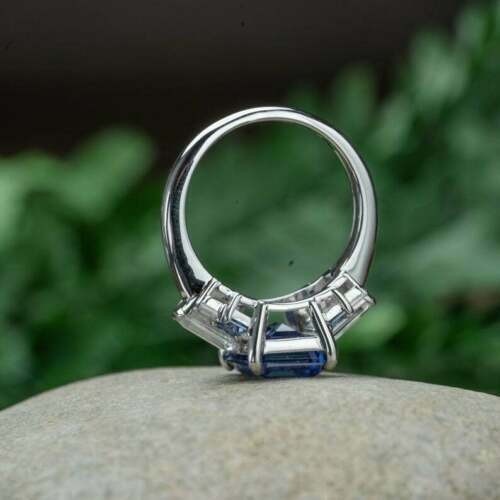 Blue Sapphire 2.80 Ct Emerald Cut Lab-Created Wedding Ring 925 Sterling Silver