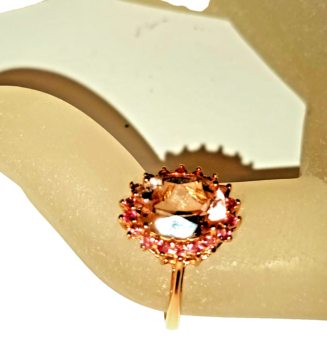 750 Rose Gold 18ct Ring 1 Large Morganite 18 Pink Tourmaline Entourage 17/54