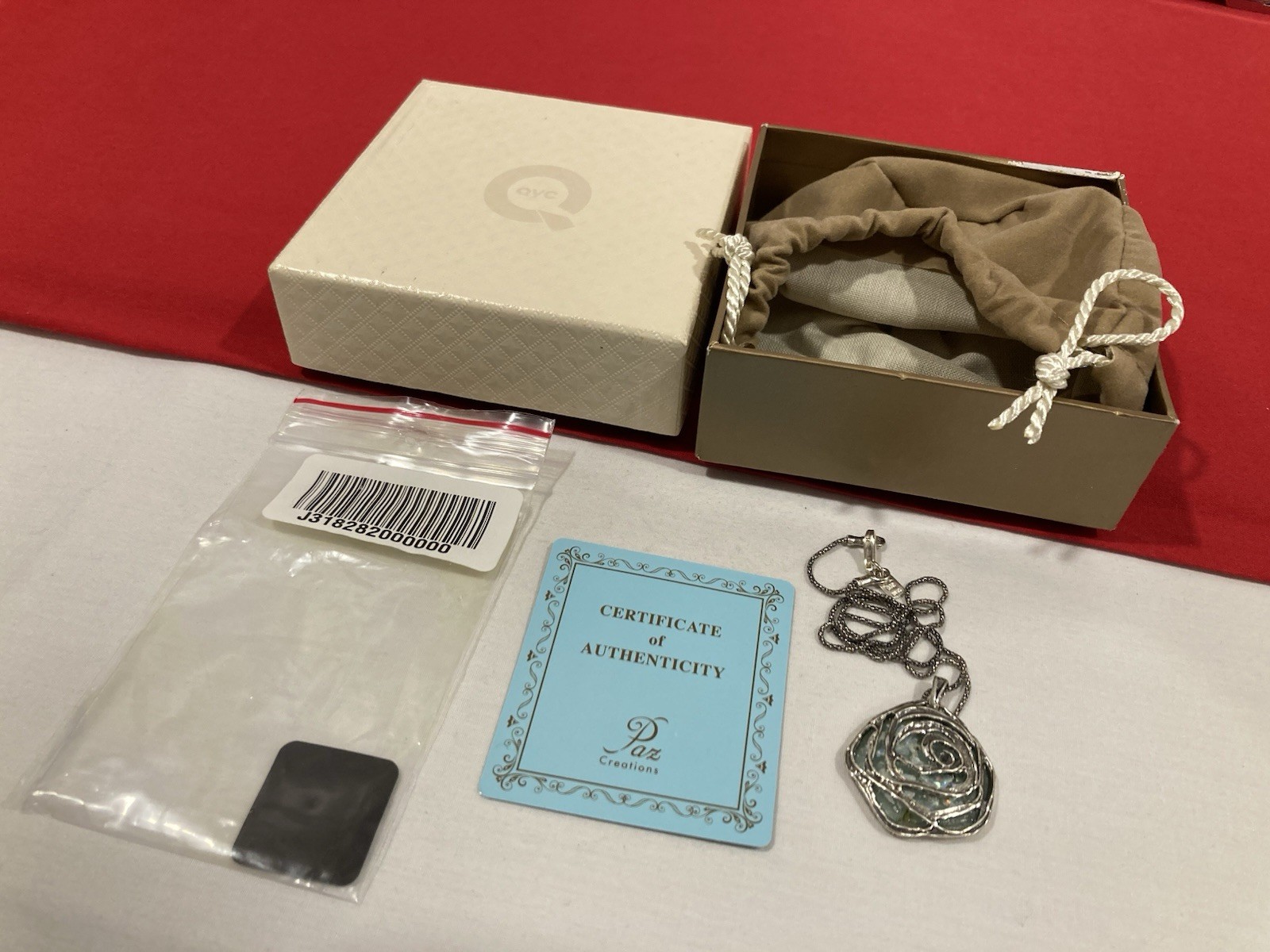 NEW OR PAZ PZ ISRAEL Sterling Silver 925 ROMAN GLASS Pendant Necklace W/BOX COA