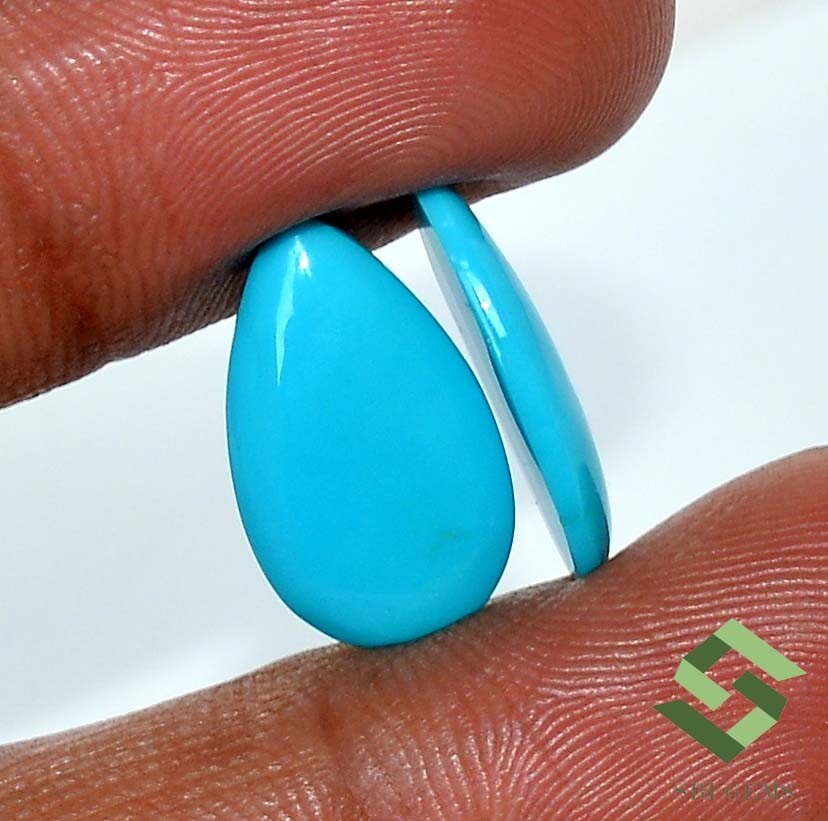 18×10 mm Natural Sleeping Beauty Turquoise Pear Cabochon Pair 7.16CTS Loose Gems