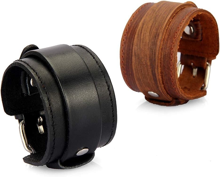 Rock-Inspired Leather Cuff Bracelet – Lightweight Adjustable Band for All Ages