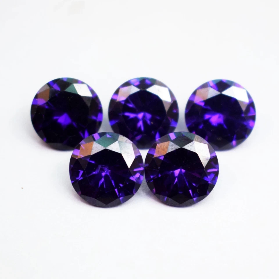 52.00 Carat Flawless Purple Amethyst Round Cut Certified 5 Pcs Gemstone Lot