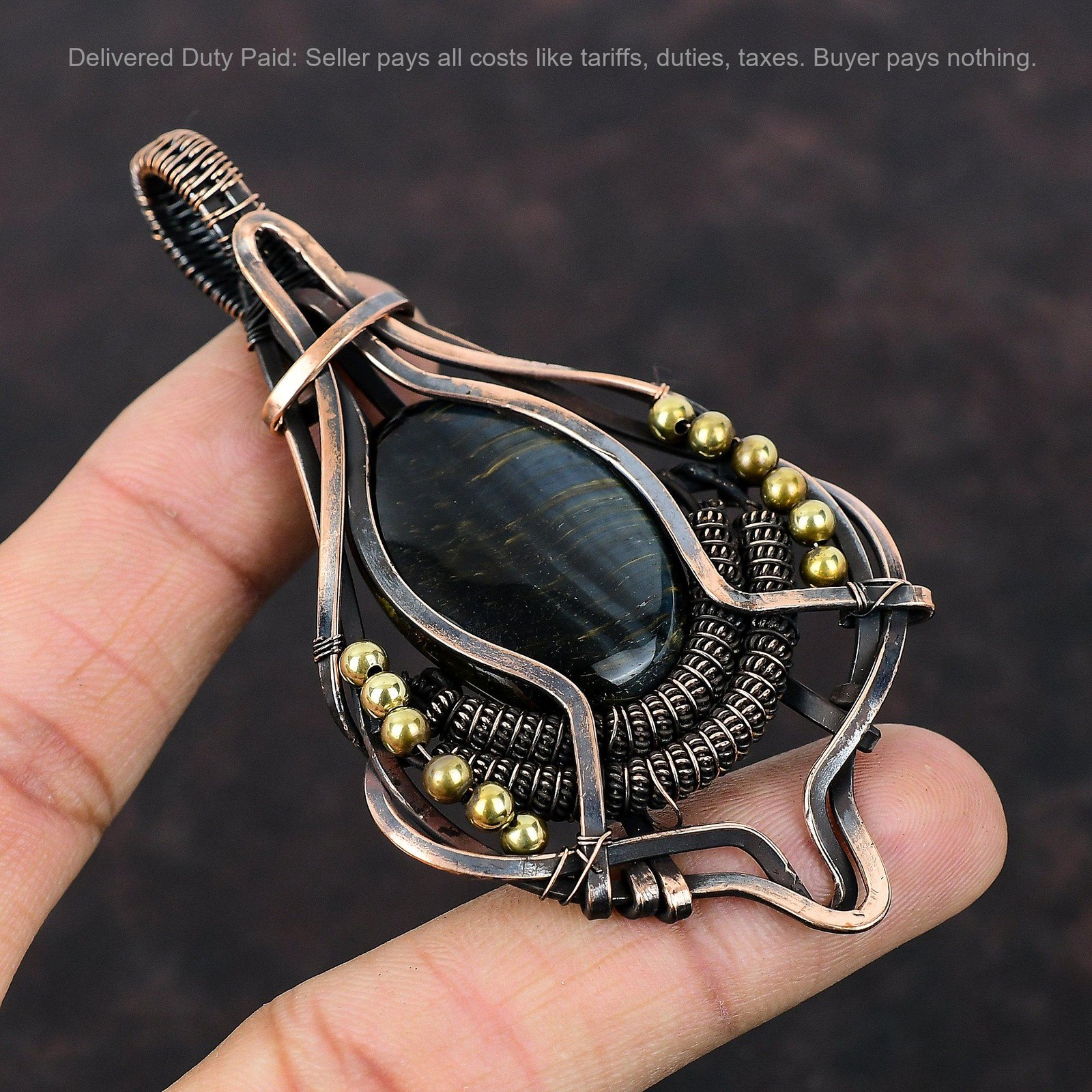 Oval Nellite Stone Copper Birthday Wire Wrapped Daughter Wedding Pendant Jewelry