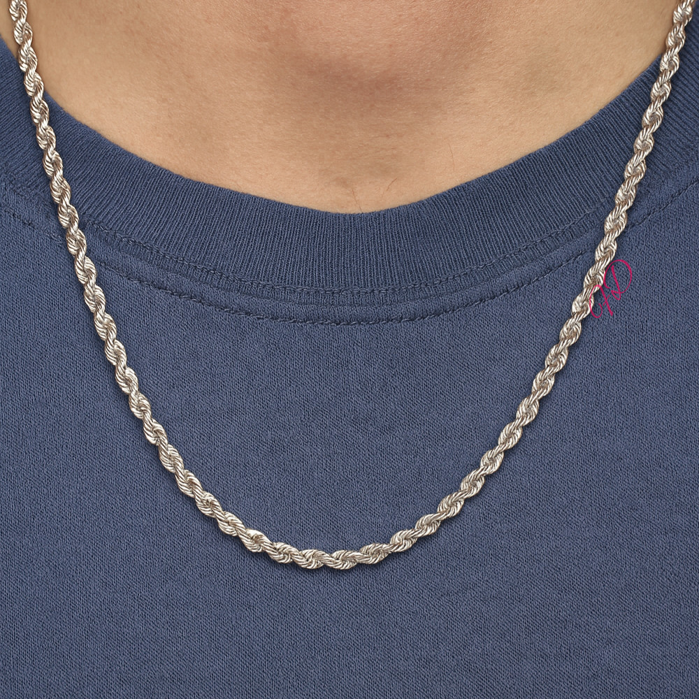 Mens Platinum Rope Chain Necklaces Length 20 Inches 2.65 MM Width PT950