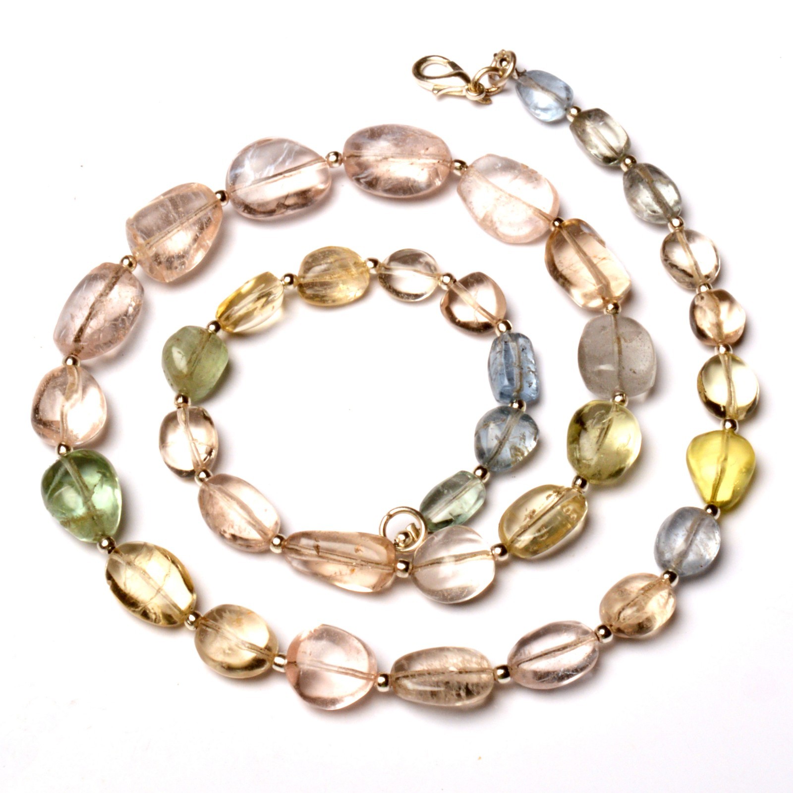 Natural Multi Bery Gems 8 to 15 mm Size Smooth Nugget Shape Beads 19″ Necklace