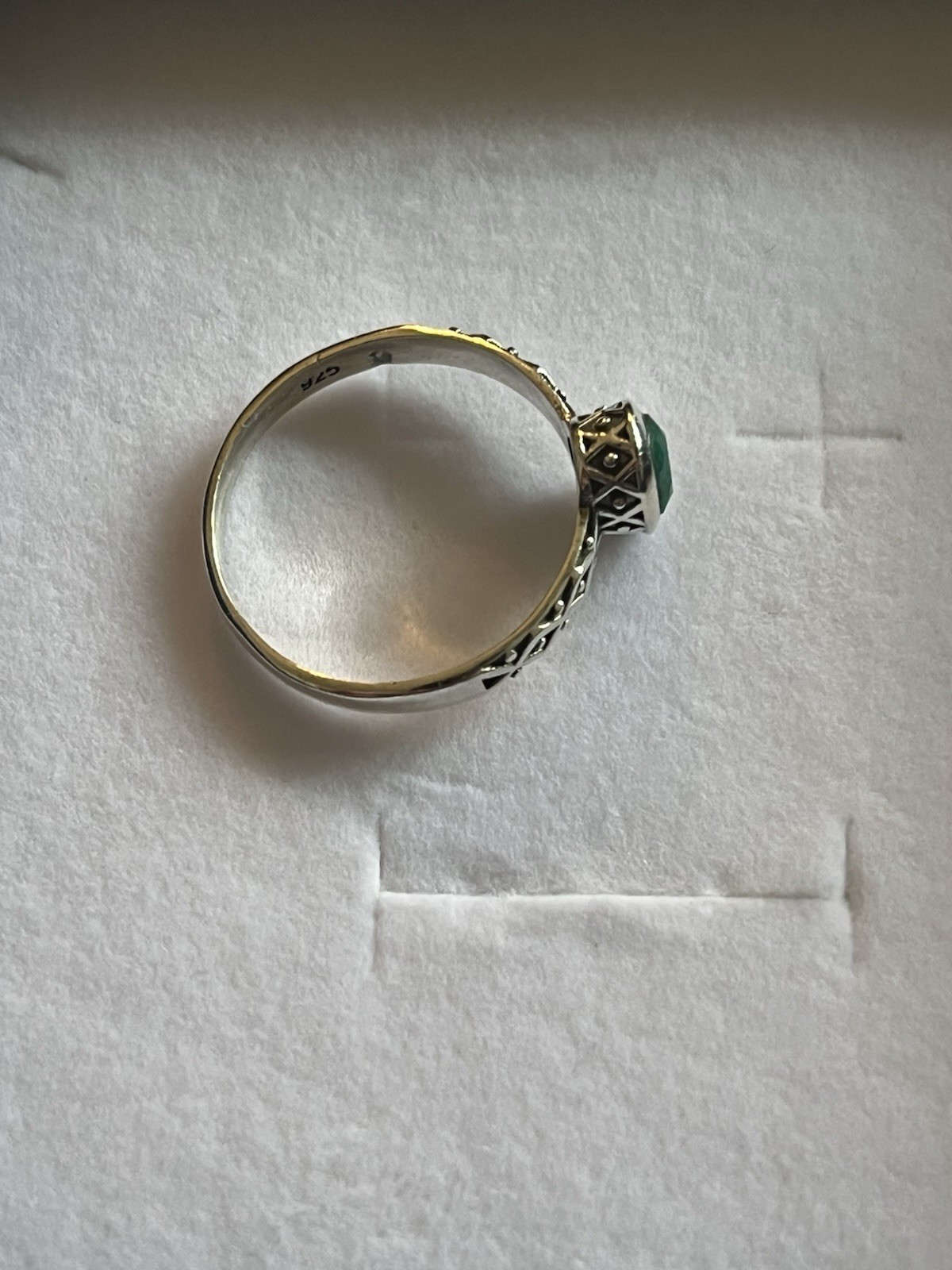 Sterling Silver Vintage Designed Natural Colombian Emerald Ring Size 10-1/2