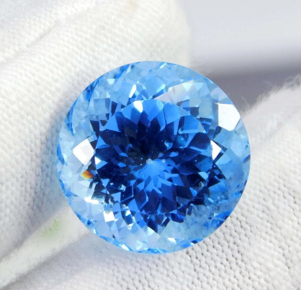 AAA+ Certified 20.00 Ct Natural Ceylon Blue Sapphire Round Cut Loose Gemstone