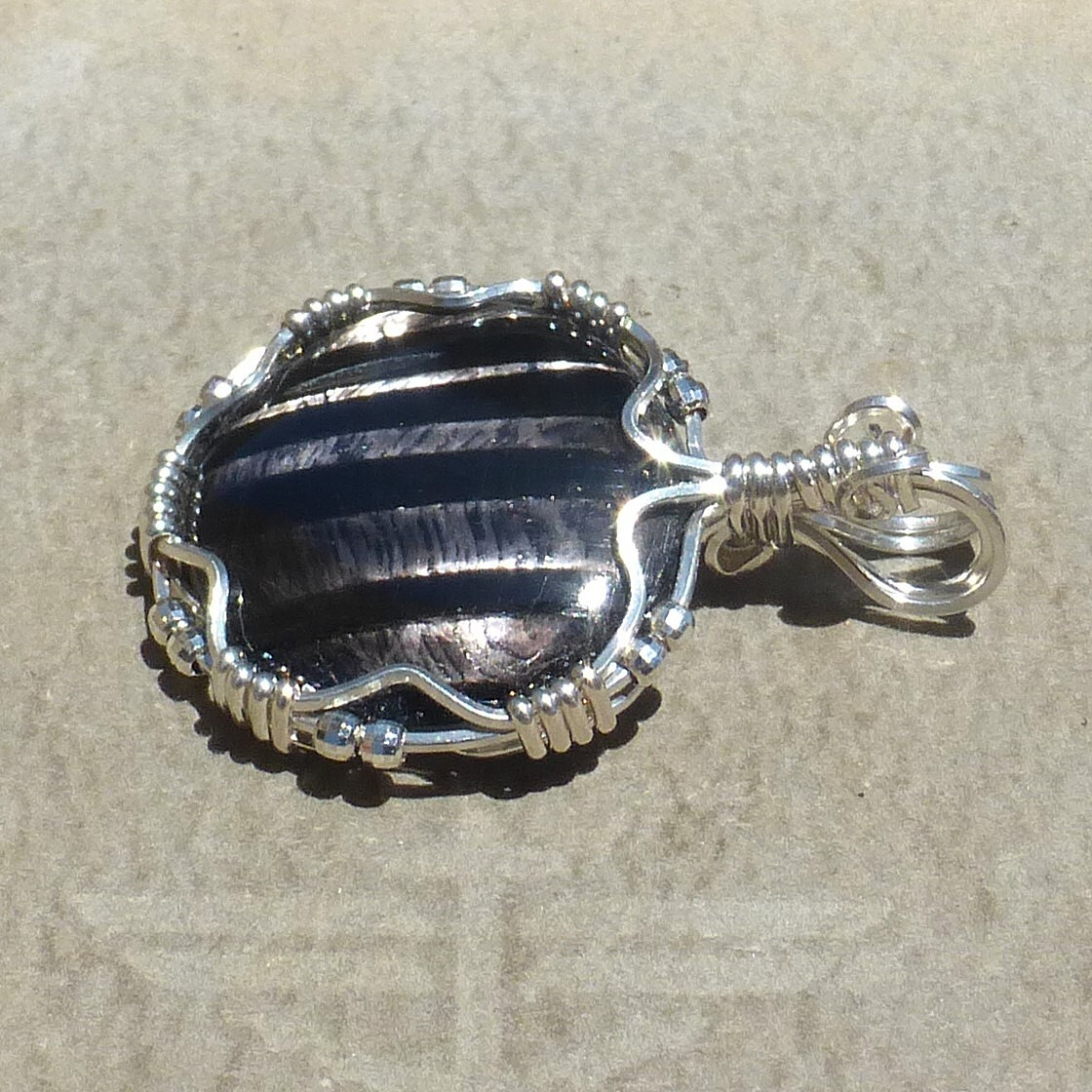 Natural Hypersthene cabochon in Sterling silver PENDANT (Stone 33.5 TCW)