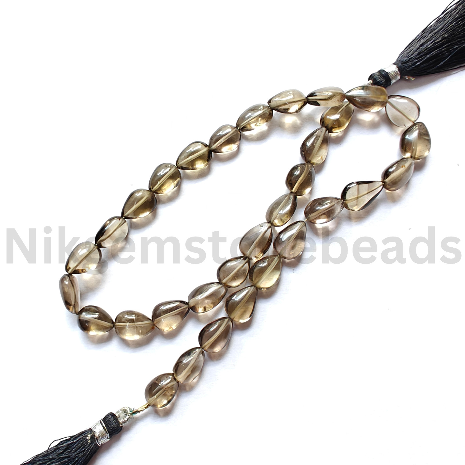 Natural Black Smokey Quartz Stone, Smooth & Plain Pear Cut Beads, 9.75-11.00 MM.