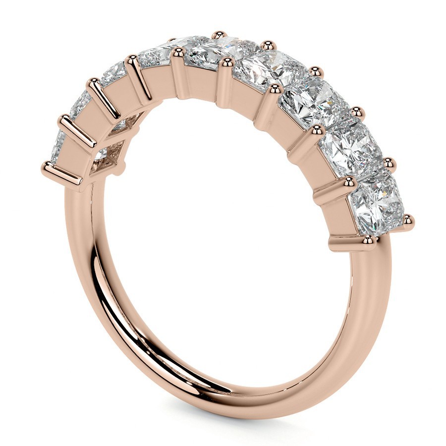 9-Stone 4x3mm Radiant Moissanite Anniversary Wedding Band 14k Gold DEF-VS