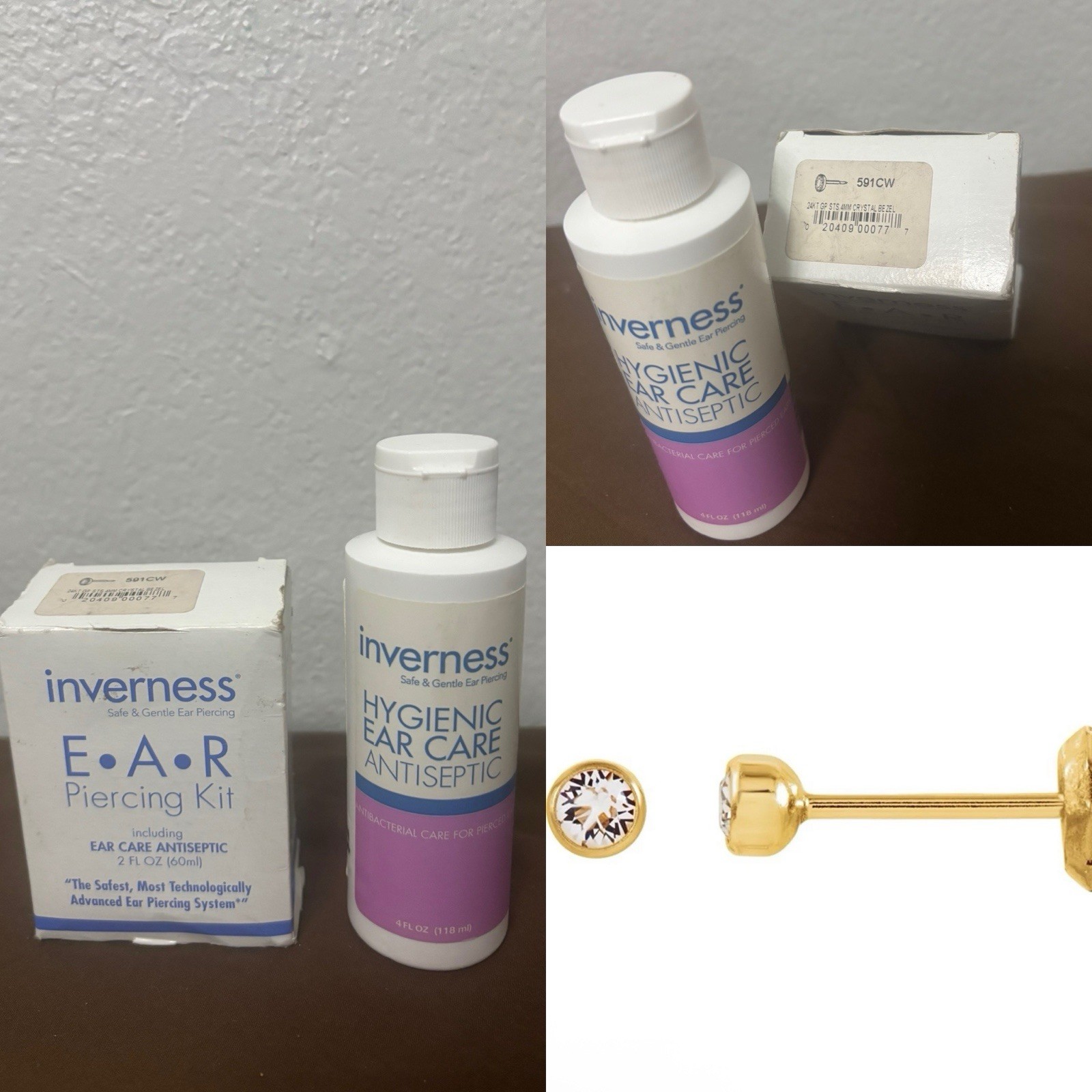 Lot Of 3 Pairs Of NEW/SEALED Inverness Ear Piercing Home Kits