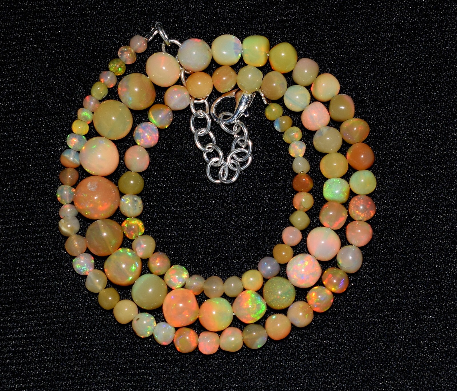 16″Natural Ethiopian Opal Wello Fire Opal Gemstone Beads Necklace Jewelry F3888