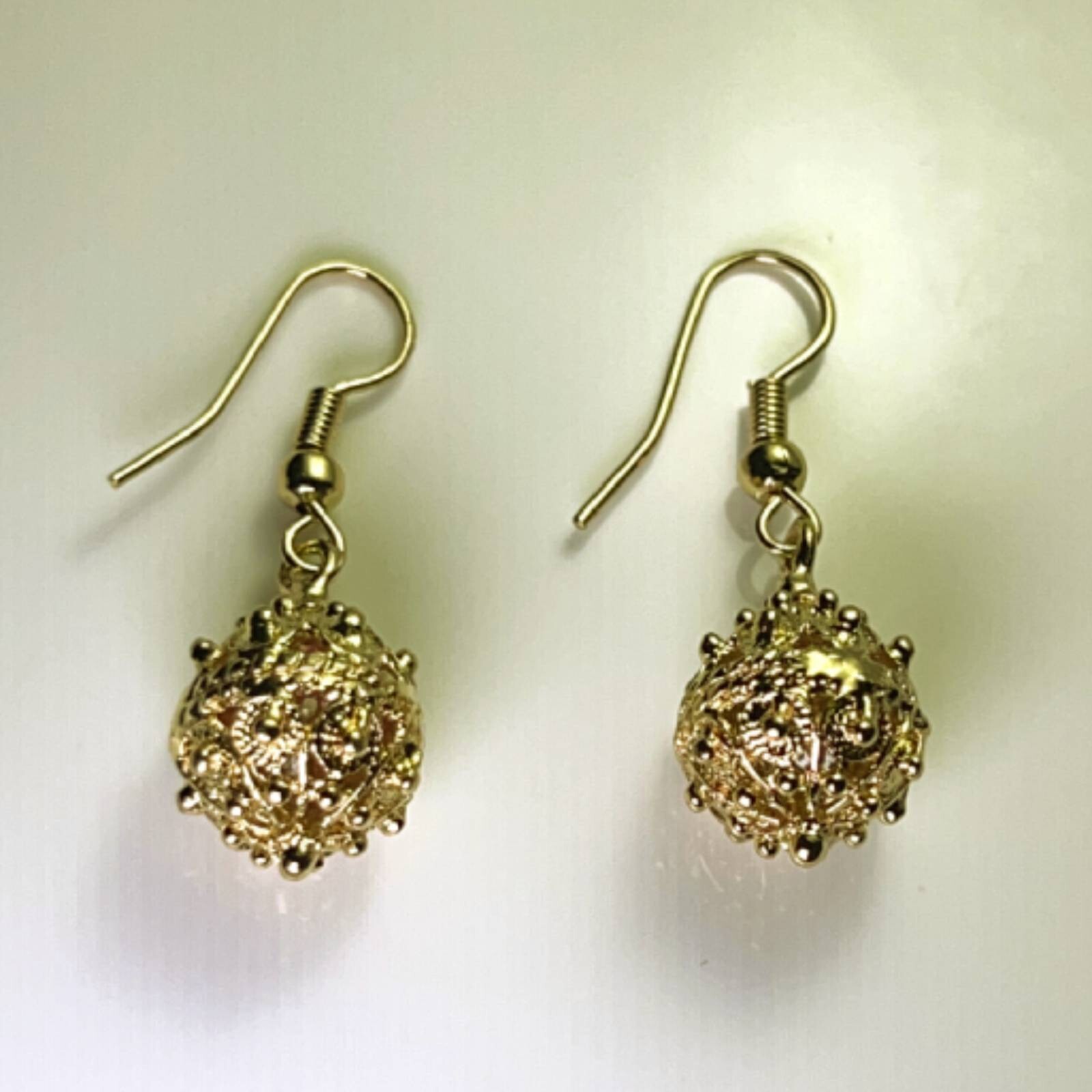*NEW* Traditional Croatian Handmade Drop Earrings Šibenik Buttons Gold Plated
