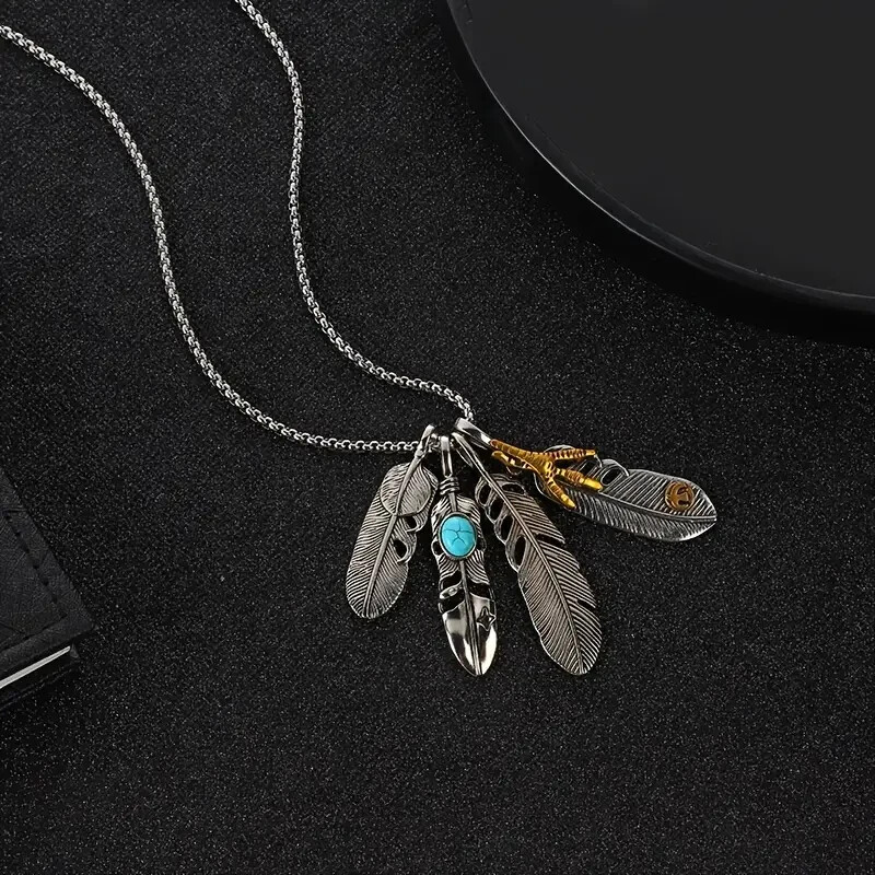 Boho 925 Sterling Silver Eagle Hawk Falcon Feather Claw Fashion Pendant Necklace