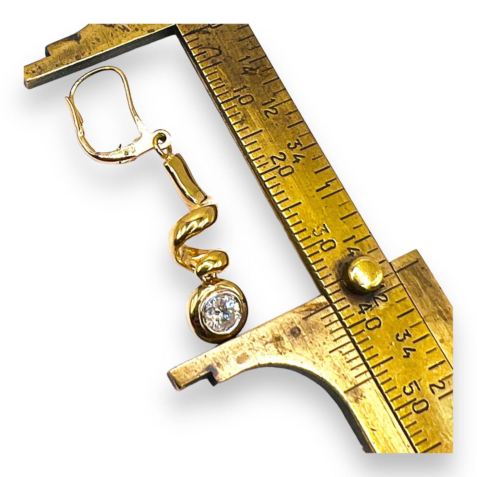 .70ct Natural Diamond Bezel Set 14k Yellow Gold Drop Dangle Earrings 4.40 Grams