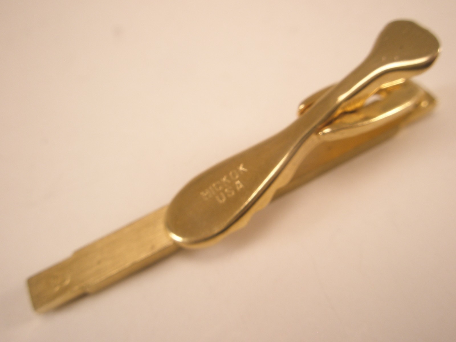 1-3/4″ Thin Design Gold Tone Vintage HICKOK USA Tie Bar Clip simple plain