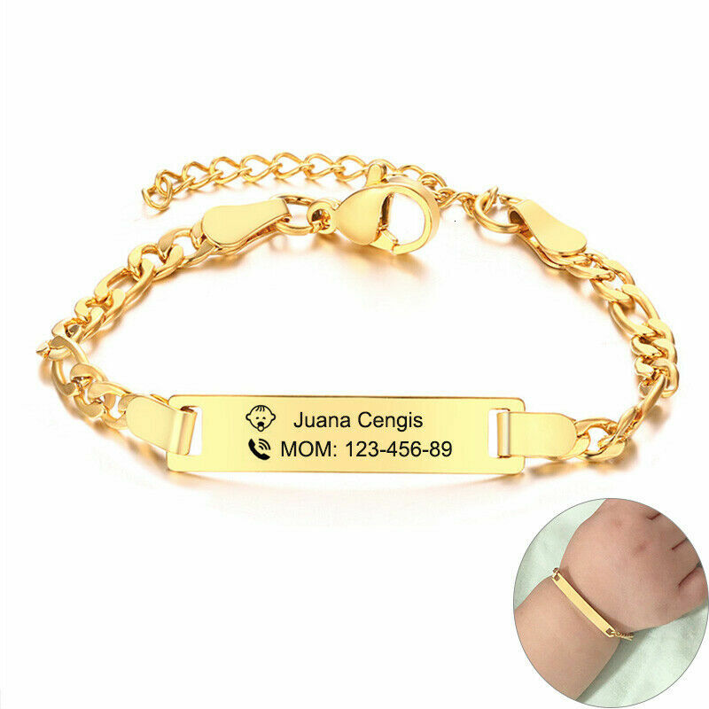 VNOX Baby Babi Bracelets Customize Name ID Bar Personalized Boys Girls Gift
