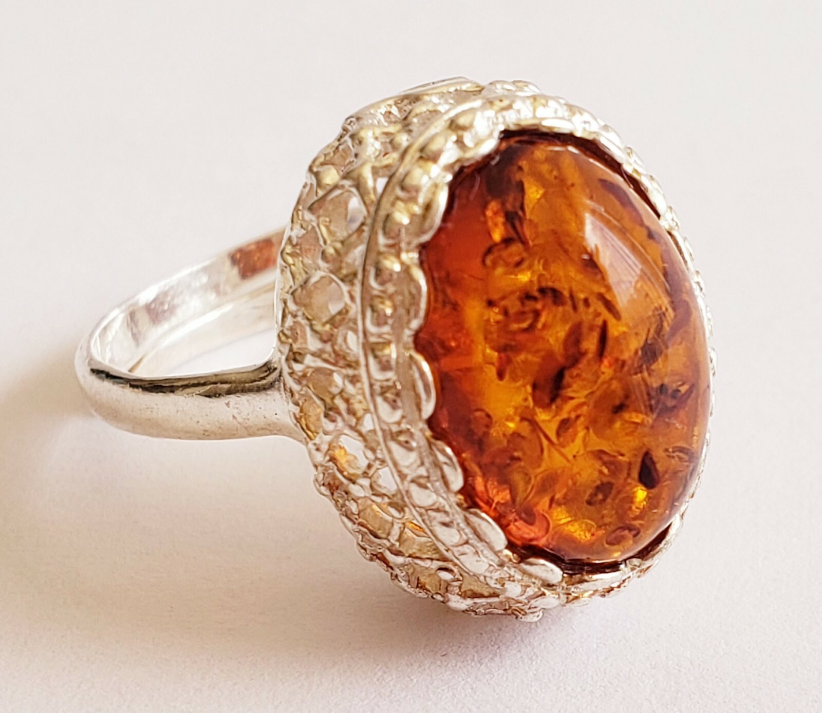 BALTIC AMBER 100% 925 STERLING SILVER RING NATURAL Honey Amber 4.1 gram SZ 6