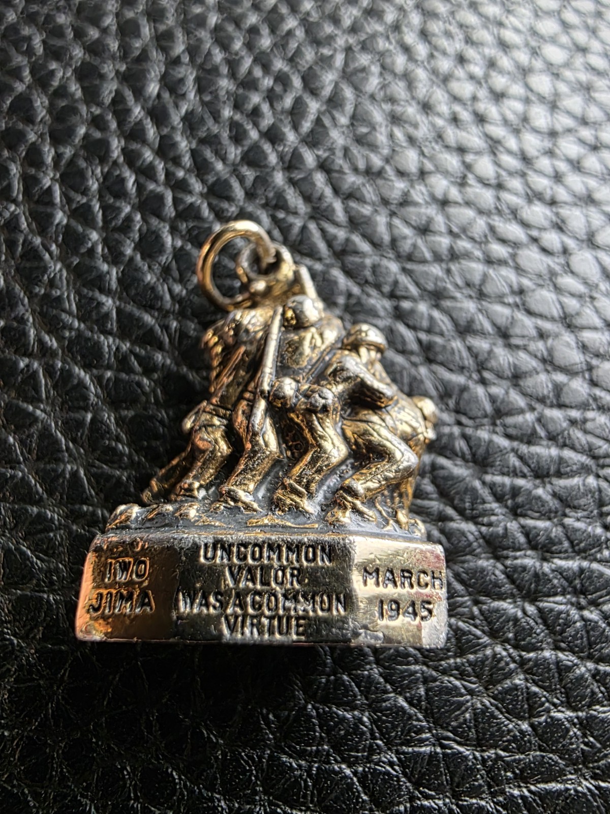 Vintage Iwo Jima Flag Raising Charm Pendant WWII- Kinney Gold Tone