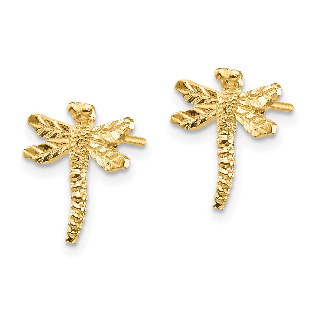 11.65mm 14K Yellow Gold Dragonfly Post Earrings