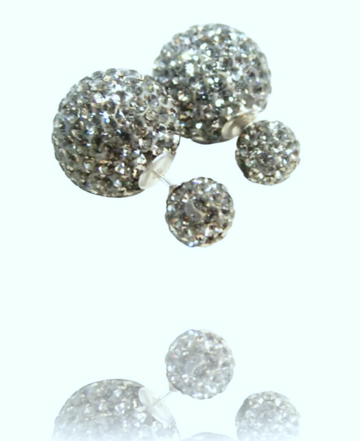 Double Round Ball Stud Earring in Sterling Silver Or Fashion Peek-A-Boo Earrings