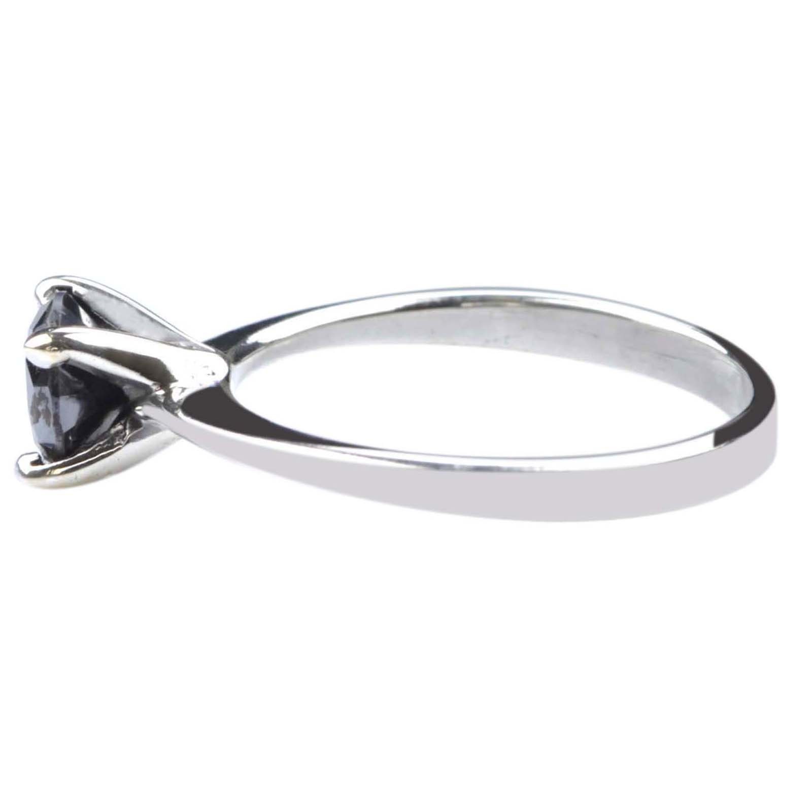 1.50 Cts. Natural Jet Black Certified Diamond Ring In 925 Silver – Tariffs Free