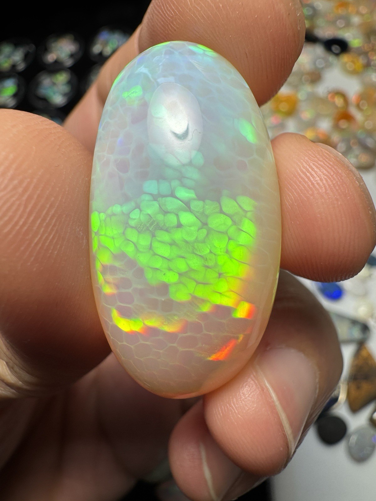 Natural Oval Ethiopian Opal with Honeycomb 58.80 carats Collector Piece