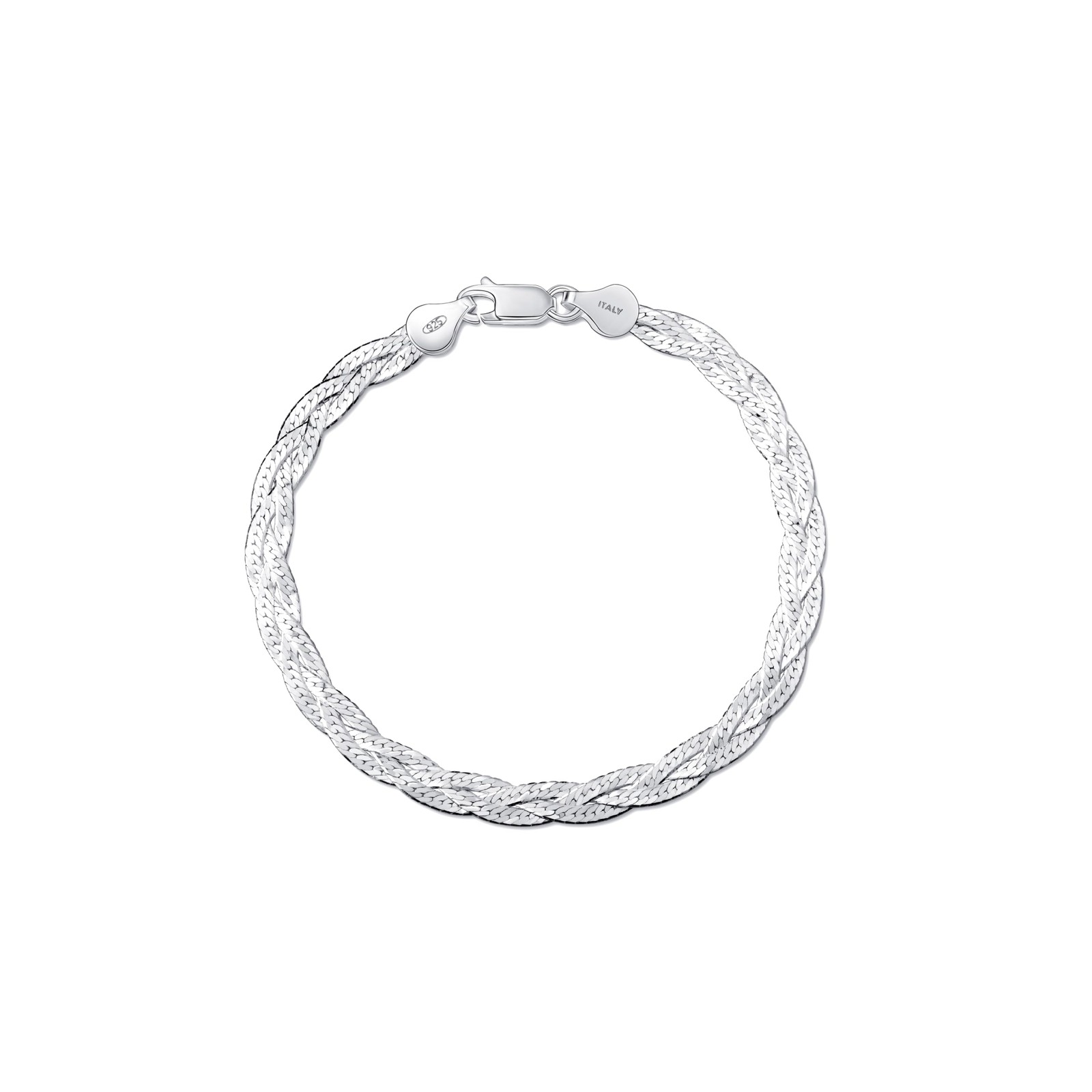 Women’s Sterling Silver Braided Herringbone Chain Bracelet 925 Silver Jewelry