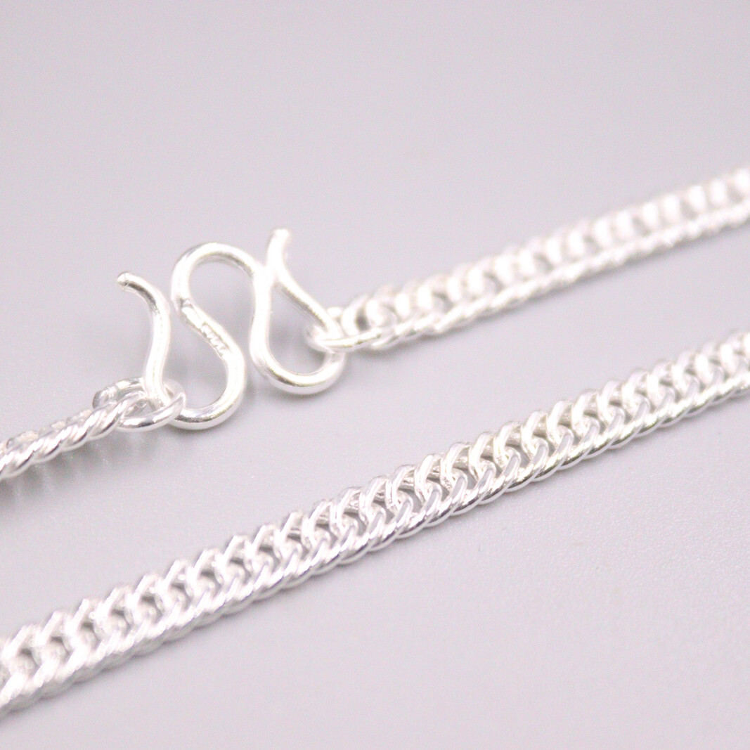 Real 999 Fine Silver Necklace For Men Women 6mm Curb Link Chain 20inch Necklace