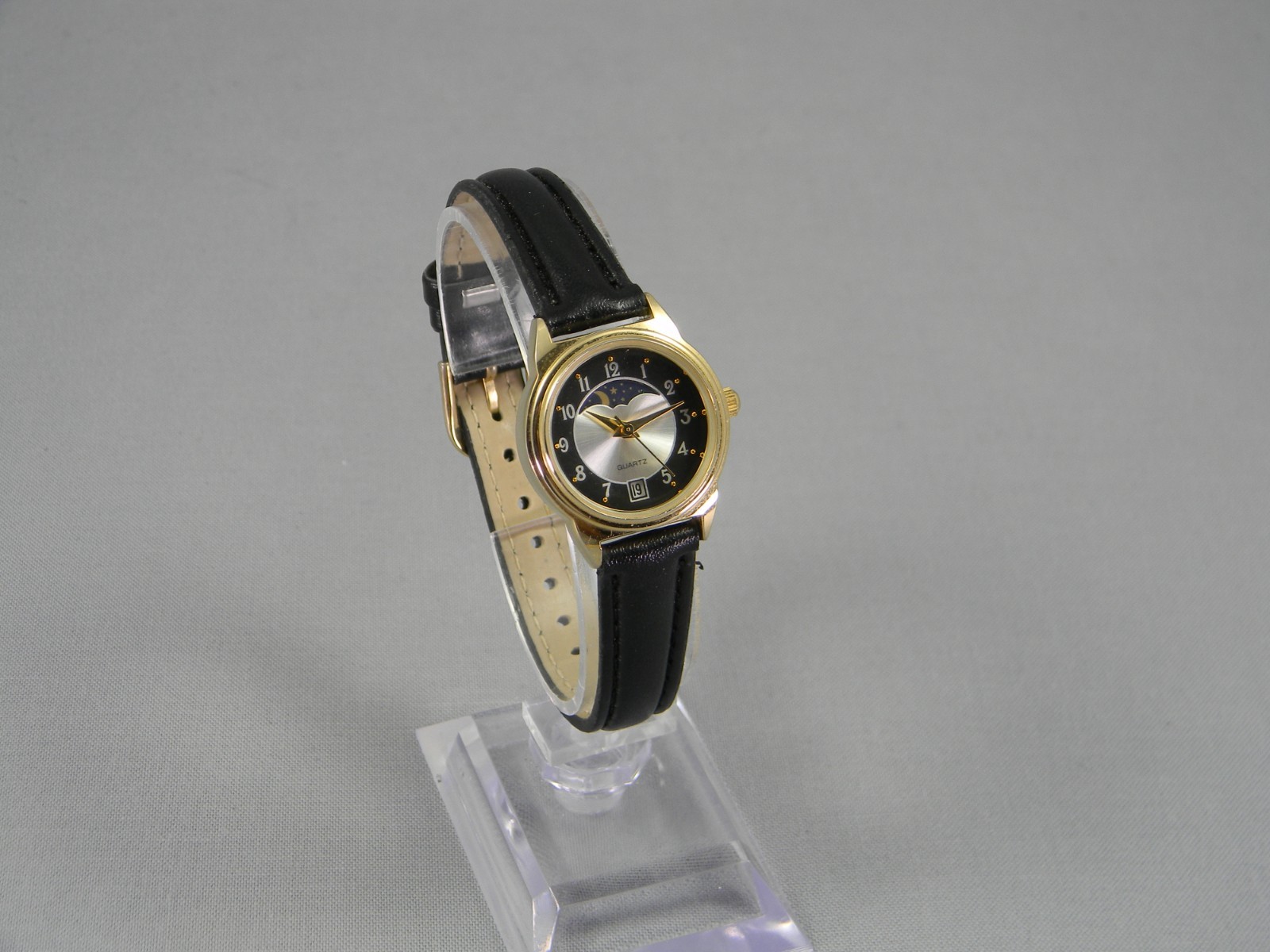 Moon Phase Watch Women 23mm Gold Tone Date Japan Movement New Battery