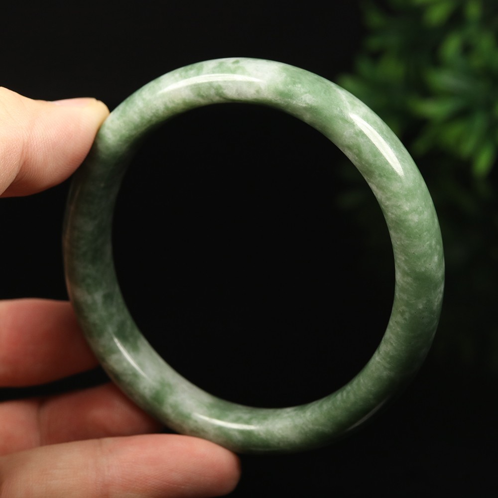 63mm Grade A 100% Natural Green Jade Bangle Bracelet Women’s Bracelet 33888