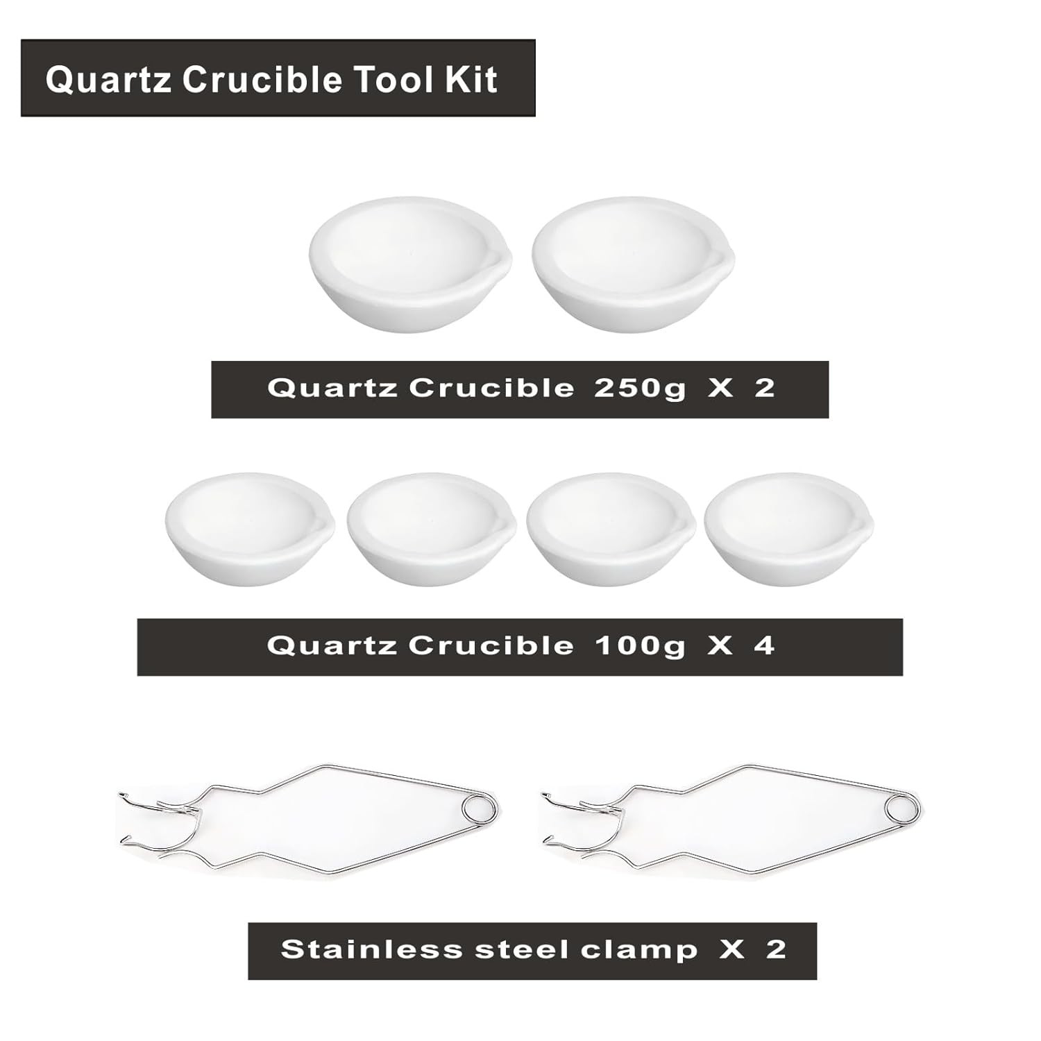 Ceramic Crucible Kit 8 Pieces Ceramic Quartz Crucibles Bowl for Melting