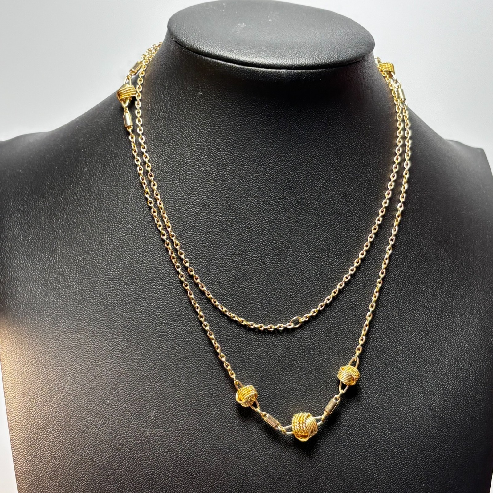 Necklace Gold Tone Delicate Beads 24 inch long