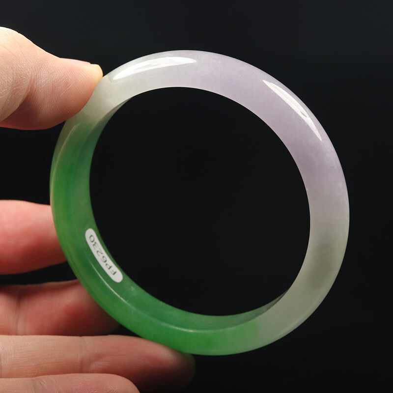 58mm Lavender Purple Green Jadeite Jade Bangle Bracelet Burma Jadeite 12513