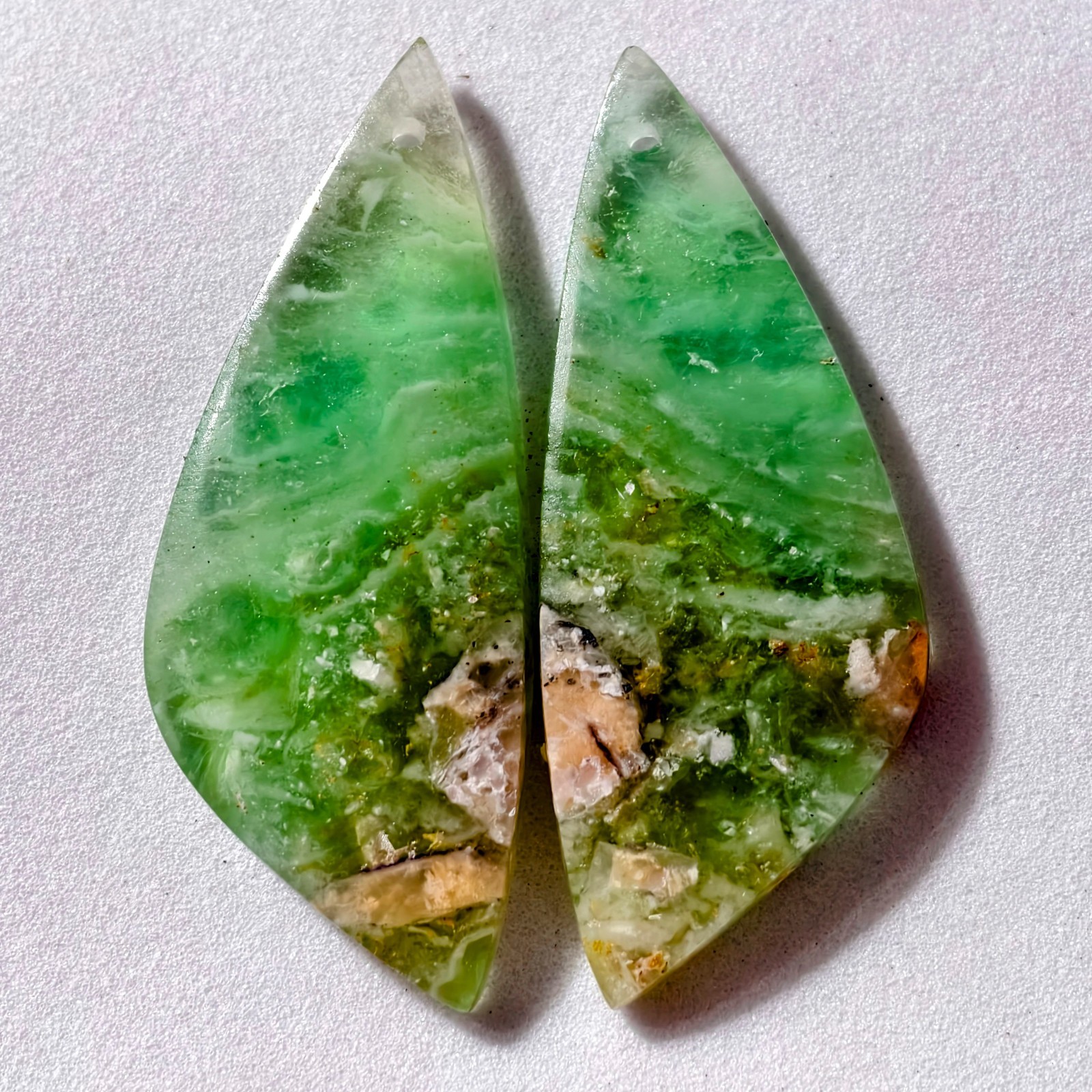 51 Cts Natural Fluorite Drilled Match Pair Cabochon Gemstone 42×16.6×4.3 MM