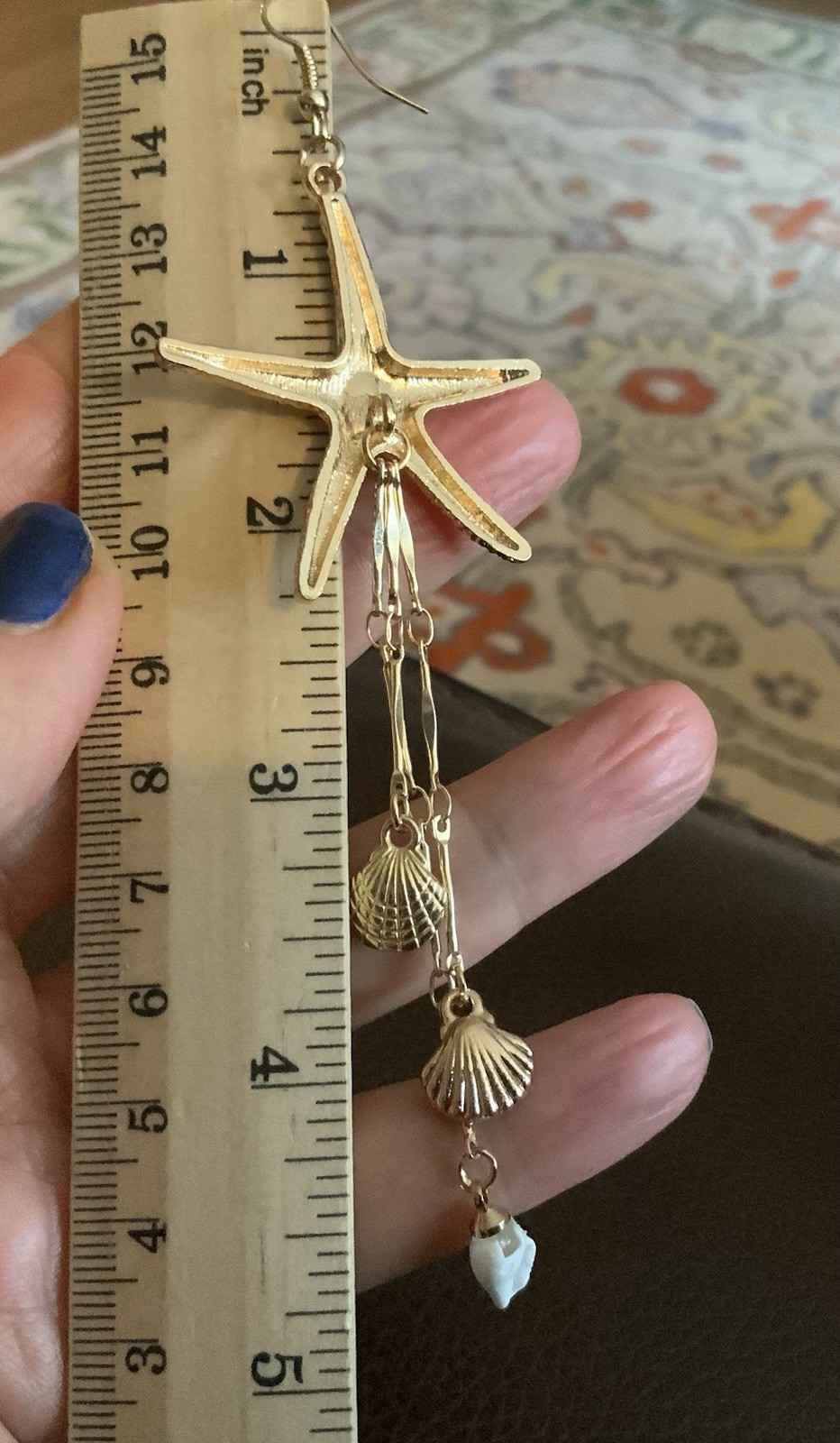 Starfish Shell Earrings Turquoise Ettika STYLE Gold Chain Boho Nautical Boho Y2K