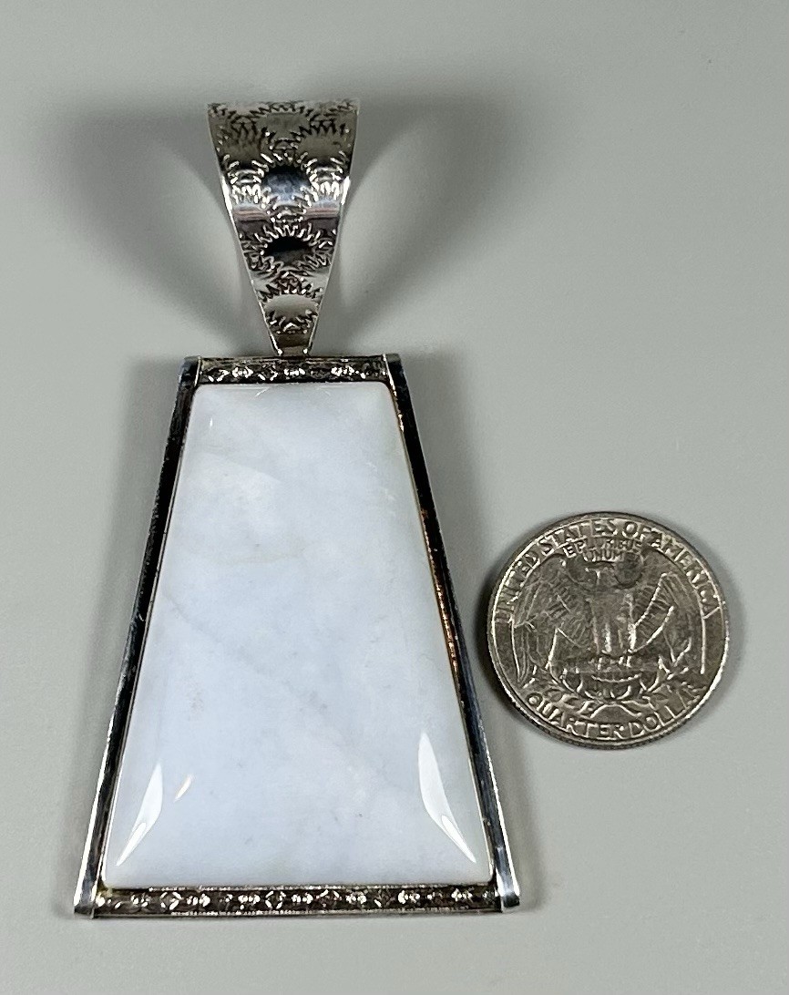 Jay King Mine Finds DTR 925 Sterling Silver Chalcedony Stamped Pendant 42 Grams