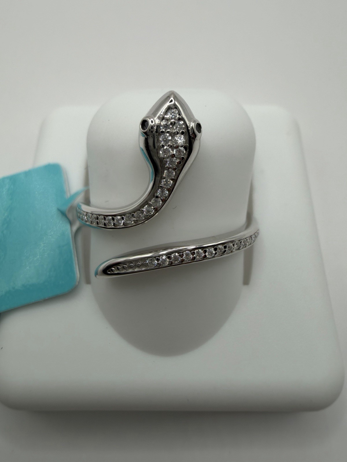 Stamped 925 Sterling Silver Moissanite White Snake Wrap Band Ring Size 7 #127
