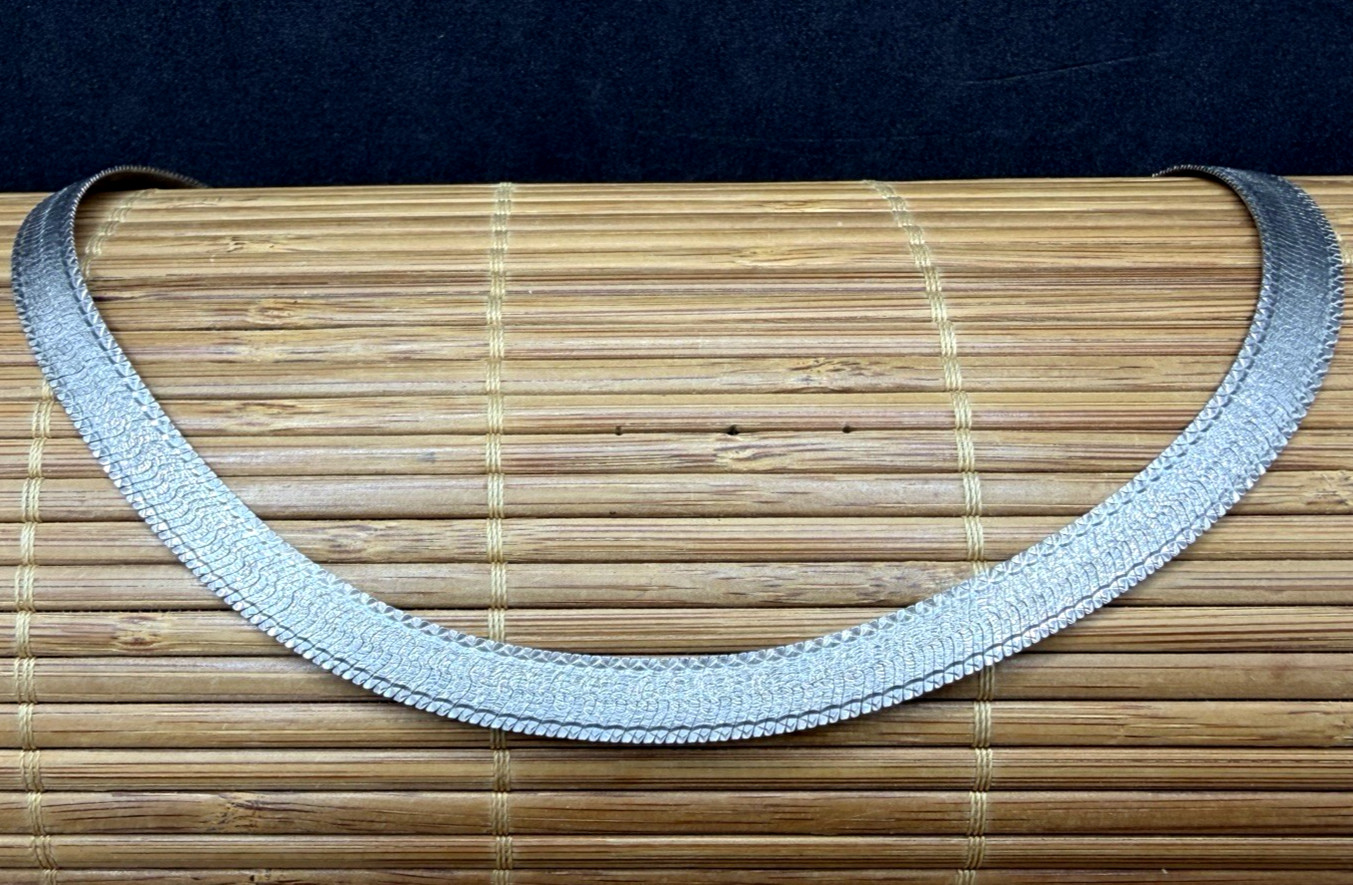 MILOR Italian Sterling Silver Herringbone Chain Necklace