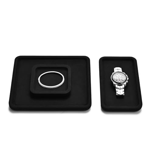 Microfiber Jewelry Display Flat Tray for Rings Earrings 20 * 18 * 1.5cm Black