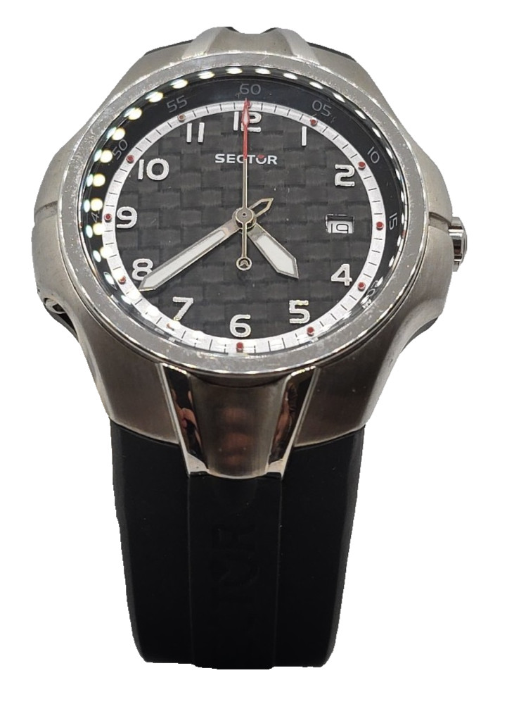 Sector 210 39mm Quartz Sport Stainless Steel and Rubber Carbon Black Dial No.S. w.r. 100mt