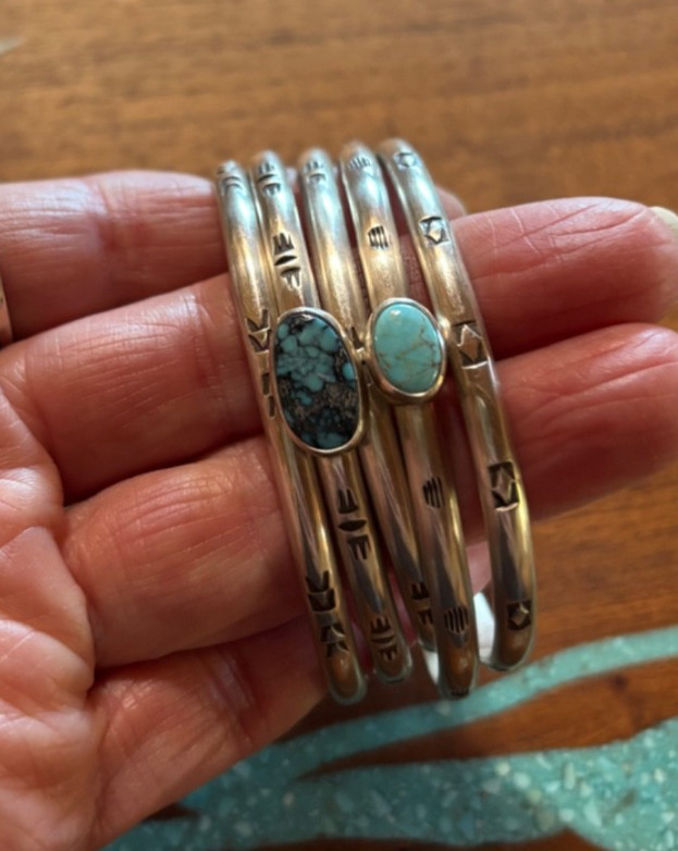 Sterling and Turquoise Bracelet Stack/Artisan Amber Vavro