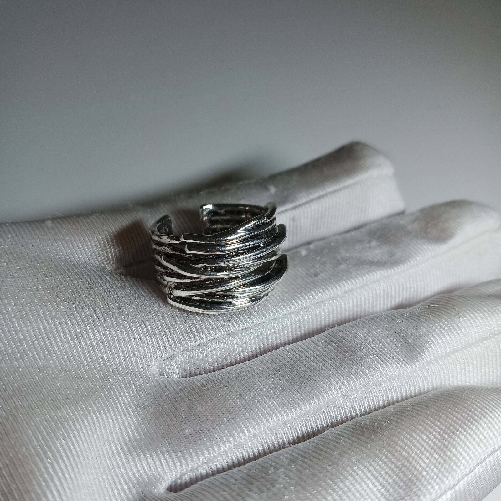 Men’s Open Rings Size 7 Y2K Hip-Hop Retro Punk Rock Alloy Silver Plated