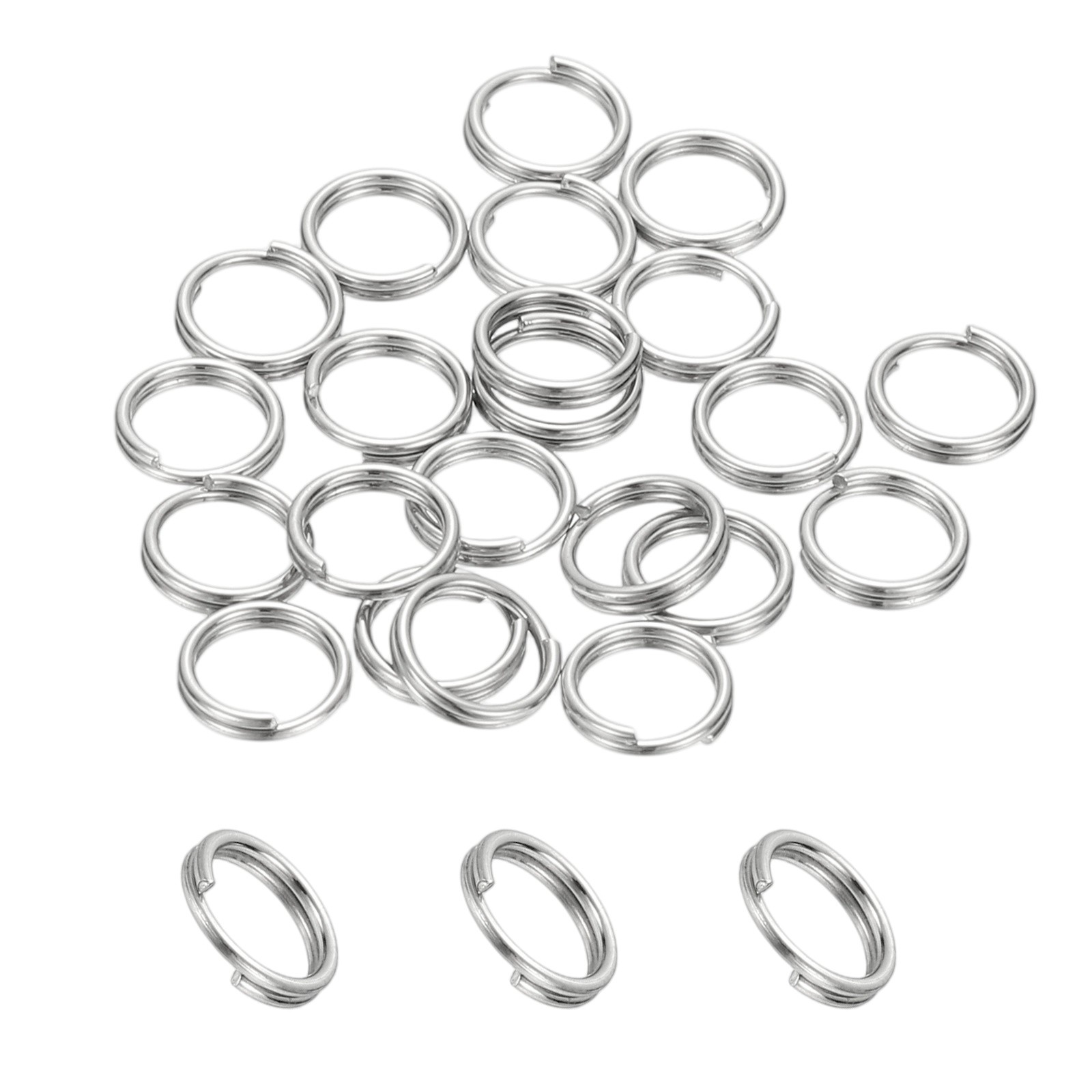 Round Split Ring, 20 Pcs 6 mm Small Split Ring with Double Loops, Silver