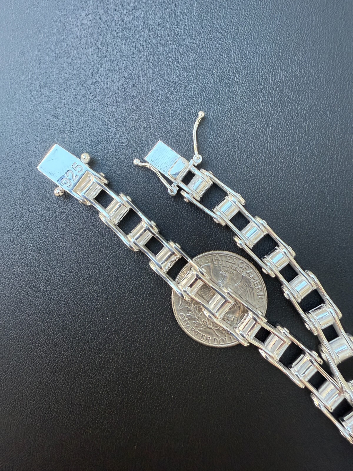 Bicycle Link Bracelet Real 925 Silver Handmade 9mm Bike Motorcycle Custom Chain