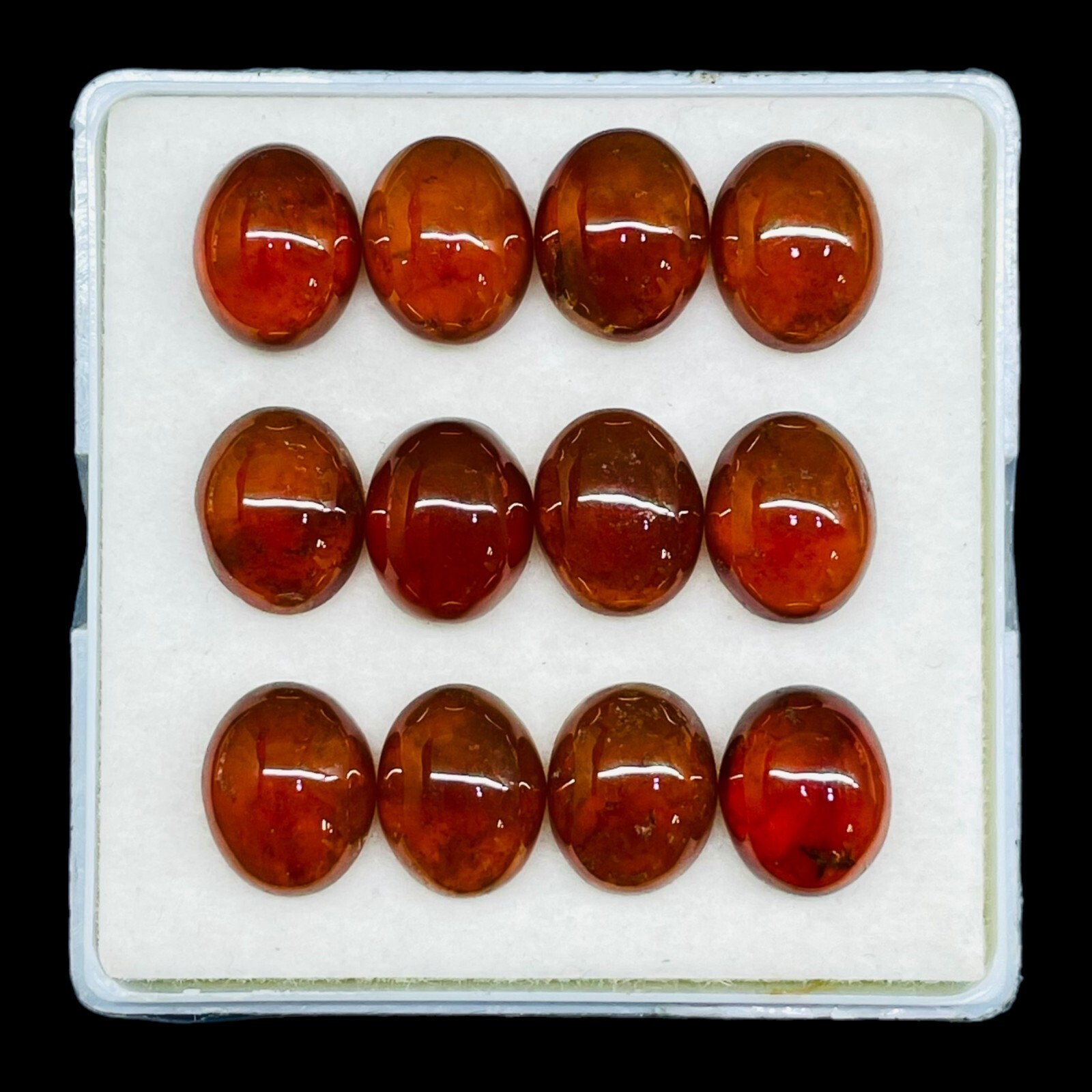 12 Pcs Natural Hessonite Garnet 11x9mm Oval Untreated Loose Untreated Gemstones