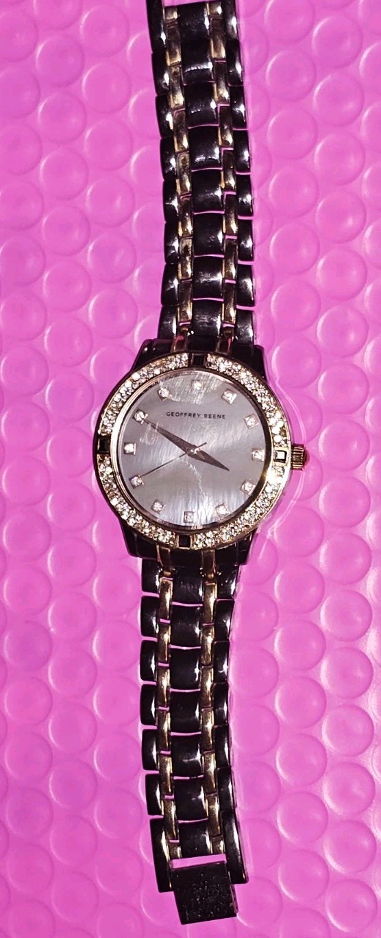 Ladies Geoffrey Beene Tortoise Shell Watch W/Mother of Pearl Face