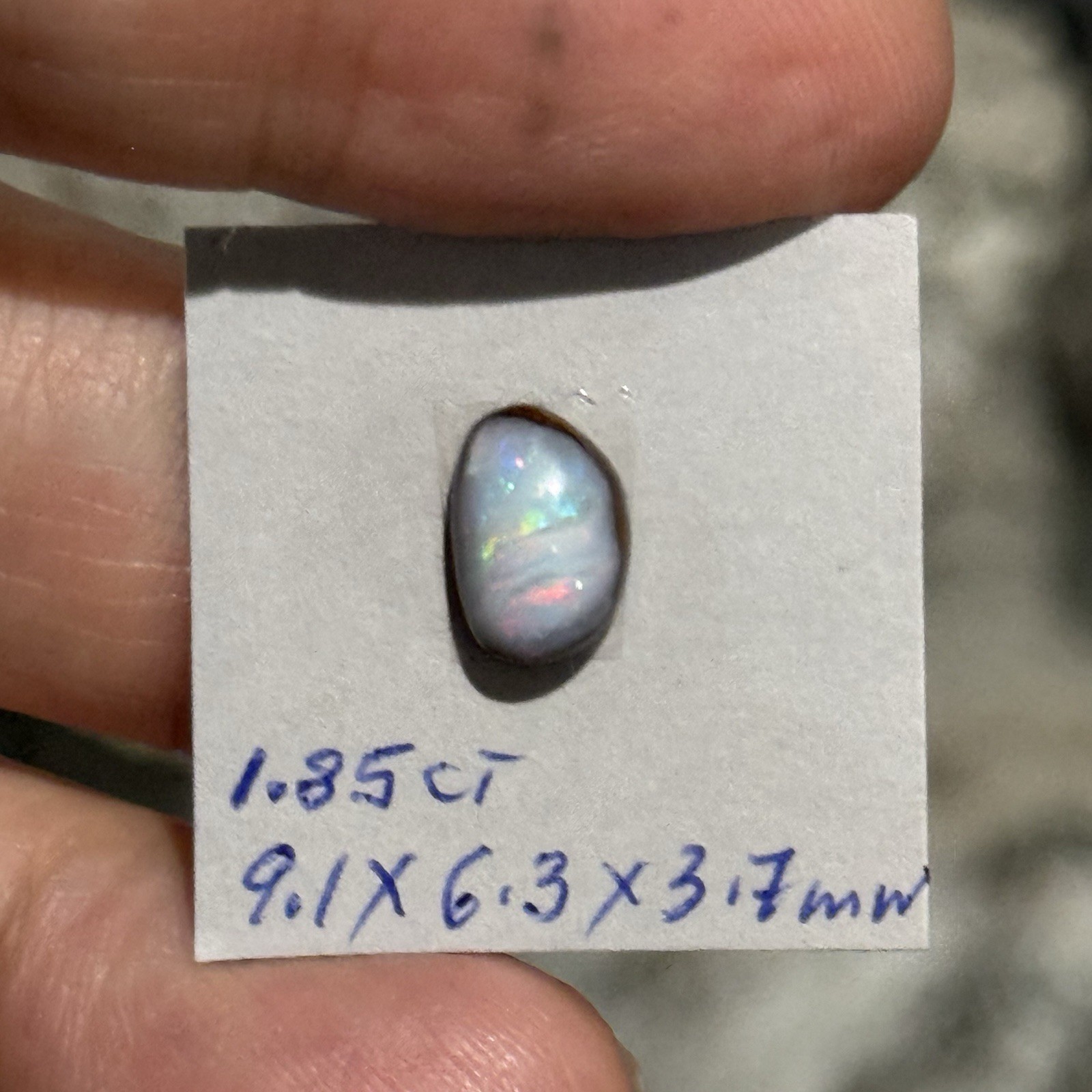 1.85ct 9.1×6.3×3.7mm Colorful Australian Boulder Opal Oval Cabochon Ring Gem
